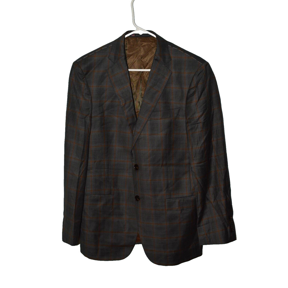 $495 NEW 38S WALTER MORTON Men's Gray w/ Brownish Windowpane Wool Coat Jacket